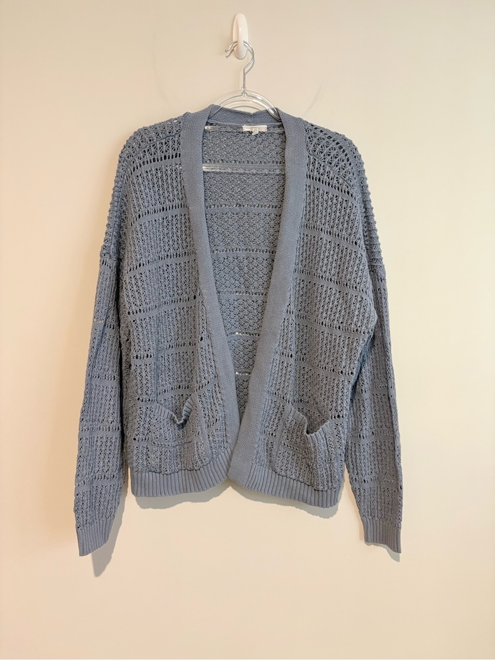 Maurice’s cotton Open-Knit Crochet Cardigan Sweater blue XXL